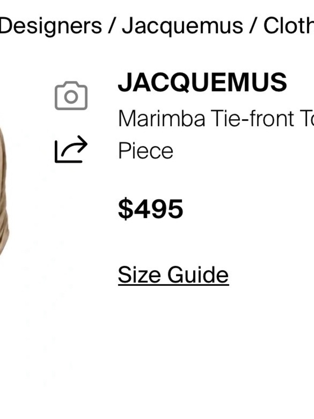 Jacquemus Marimba Tie-Front Top in Taupe - Picture 2 of 5
